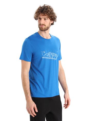 Lazurite Men's Icebreaker Merino Tech Lite II Short Sleeve Alps 3D T Shirts | USA 1173DFMN